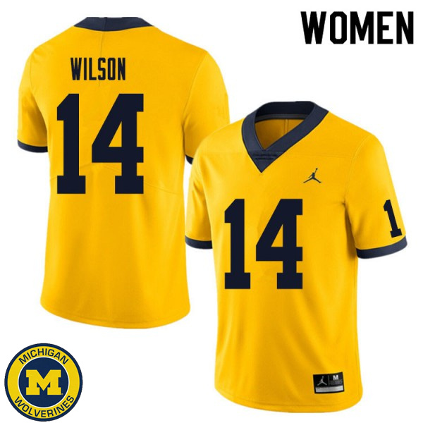 Women University of Michigan #14 Roman Wilson Yellow NCAA Player Game Jersey